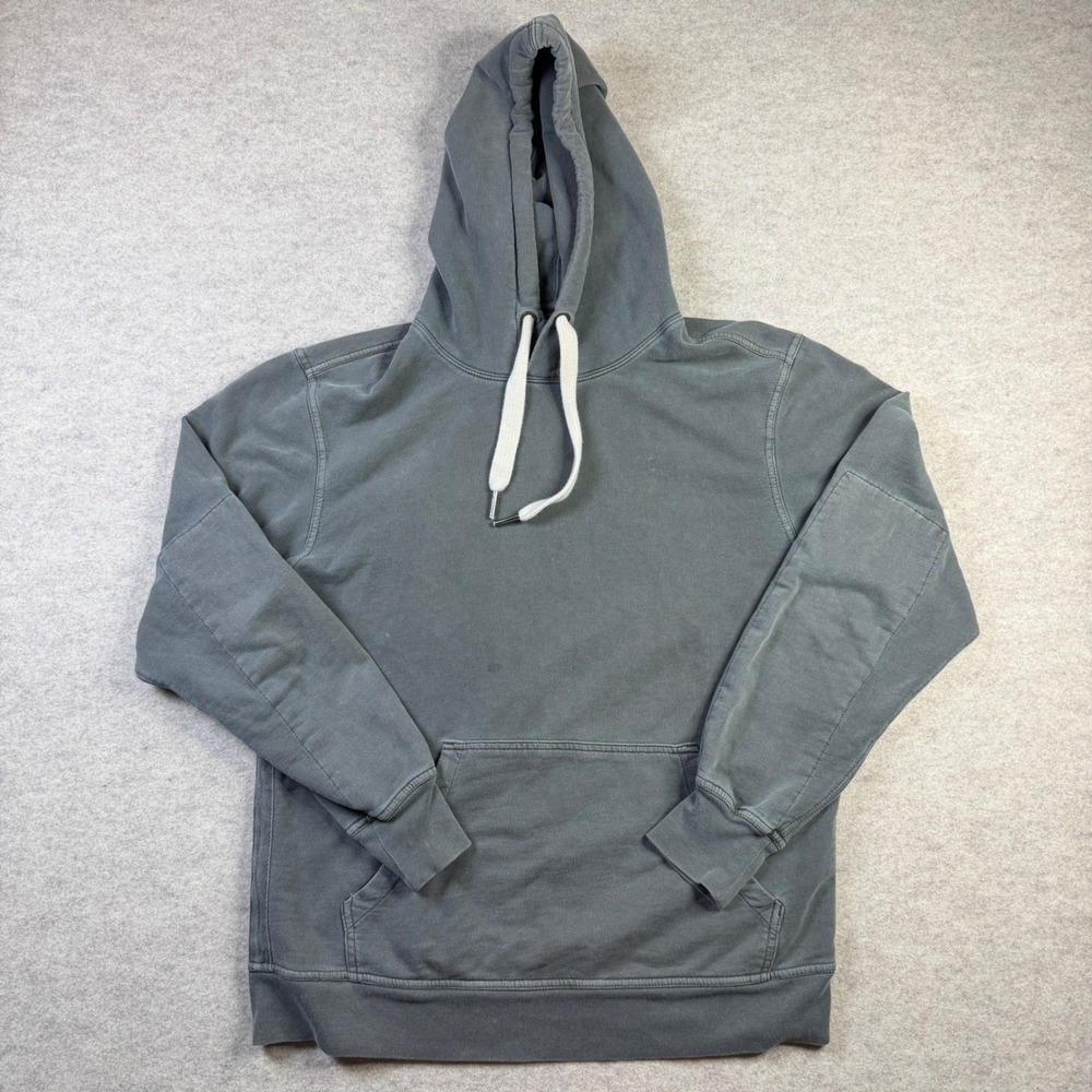Buck Mason Mens Medium Faded Charcoal Grey French Terry Pullover Hoodie